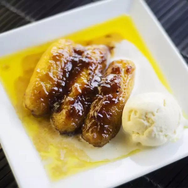 Banana Flambé with ice -cream