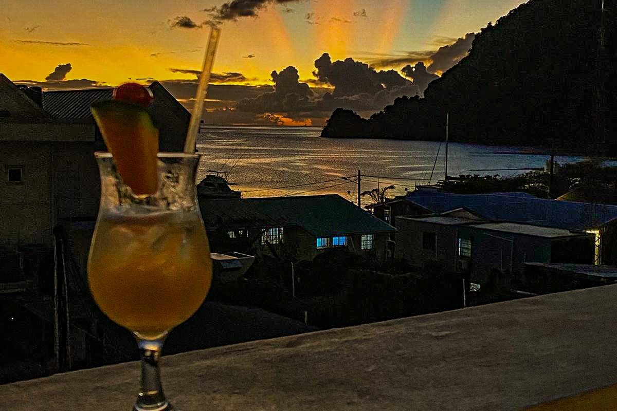 drink Felicity Rooftop Restaurant Best Restaurant in town of Soufriere St Lucia Saint Lucia Rooftop Dining Caribbean